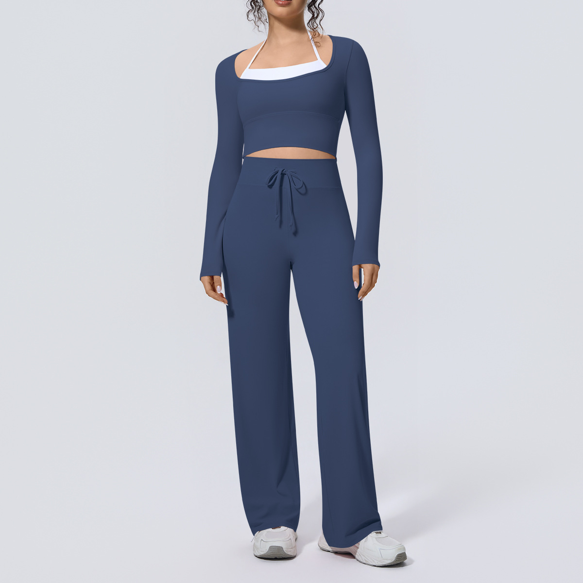 Women Yoga Suit 2PCS Square Ne - Compression Long Pant 评论和价格